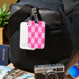 Roze Wit Modern Pattern Bagagelabel
