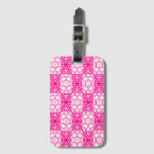 Roze Wit Modern Pattern Bagagelabel (Voorkant (verticaal))