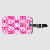 Roze Wit Modern Pattern Bagagelabel (Voorkant (horizontaal))