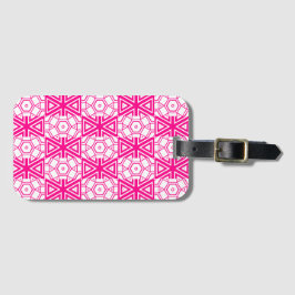 Roze Wit Modern Pattern Bagagelabel