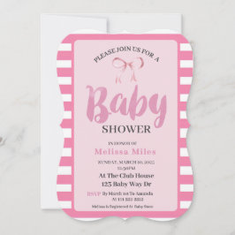Roze & Wit Modern Roze Bow Girl Baby shower Kaart