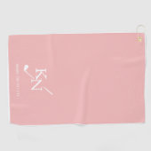 Roze Wit Monogram Naam Classic Club Initialen Golfhanddoek (Horizontaal)