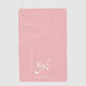 Roze Wit Monogram Naam Classic Club Initialen Golfhanddoek (Voorkant)