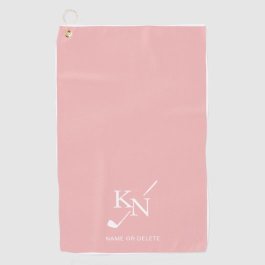 Roze Wit Monogram Naam Classic Club Initialen Golfhanddoek (Voorkant)