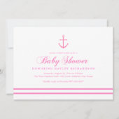 Roze & Wit Nautisch Baby shower Uitnodigen Kaart (Voorkant)