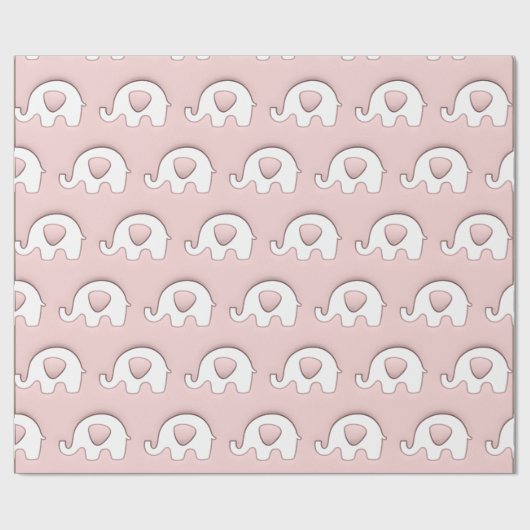 Roze Wit Olifant Baby shower Pastel Baby Meisje Cadeaupapier (Vlak)
