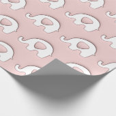 Roze Wit Olifant Baby shower Pastel Baby Meisje Cadeaupapier (Hoek)