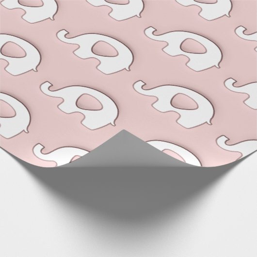 Roze Wit Olifant Baby shower Pastel Baby Meisje Cadeaupapier (Hoek)
