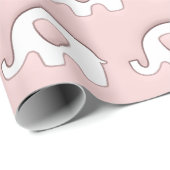 Roze Wit Olifant Baby shower Pastel Baby Meisje Cadeaupapier (Rol Hoek)
