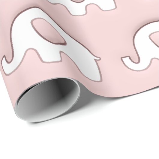 Roze Wit Olifant Baby shower Pastel Baby Meisje Cadeaupapier (Rol Hoek)