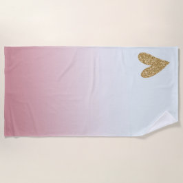 Roze Wit Ombre Glanzend Hart Strandlaken