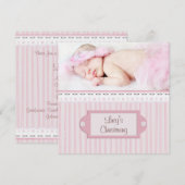 Roze Wit Oogje Meisje Foto Doopsel Doopsel Kaart (Voorkant / Achterkant)