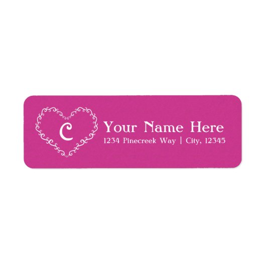 Roze Wit Ornament Hart Valentijn Adresetiketten Etiket (Voorkant)