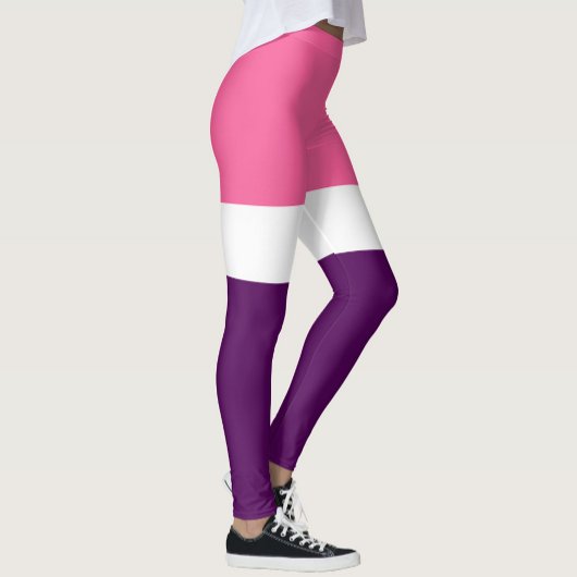 Roze Wit Paarse Plain Color Block Design Leggings