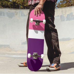 Roze Wit Paarse Plain Color Block Design Persoonlijk Skateboard