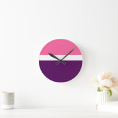 Roze Wit Paarse Plain Color Block Design Ronde Klok (Huis)