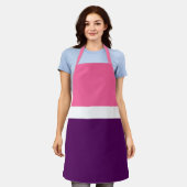 Roze Wit Paarse Plain Color Block Design Schort (Gedragen)