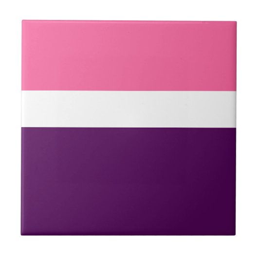 Roze Wit Paarse Plain Color Block Design Tegeltje (Voorkant)