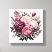Roze Wit Paarse Roos Pioenrozen Bloembloem Canvas Afdruk (Voorkant)