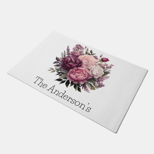 Roze Wit Paarse Roos Pioenrozen Bloembloem Deurmat (Schuin)