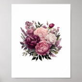 Roze Wit Paarse Roos Pioenrozen Bloembloem Poster (Voorkant)
