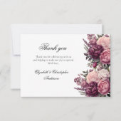 Roze Wit Paarse Waterverf Bloemenbruiloft Bedankkaart (Voorkant)