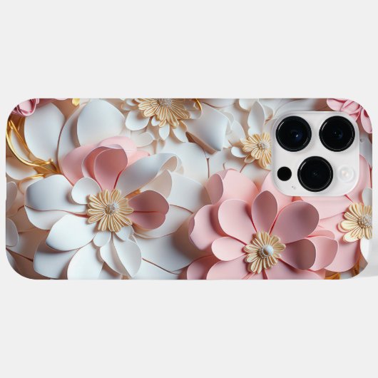 ROZE & WIT PAPIER 3-D LOOK BLOEMEN Case-Mate iPhone CASE (Achterkant (horizontaal))