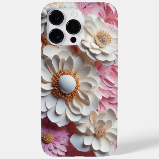 ROZE & WIT PAPIER 3-D LOOK BLOEMEN Case-Mate iPhone CASE (Achterkant)