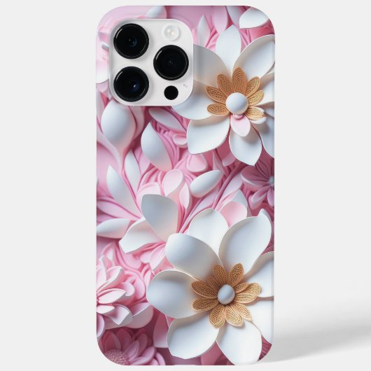 ROZE & WIT PAPIER 3-D LOOK BLOEMEN Case-Mate iPhone CASE (Achterkant)