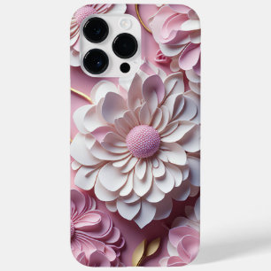 ROZE & WIT PAPIER 3-D LOOK BLOEMEN Case-Mate iPhone 14 PRO MAX HOESJE
