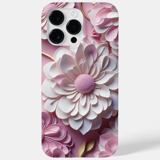 ROZE & WIT PAPIER 3-D LOOK BLOEMEN Case-Mate iPhone CASE (Achterkant)