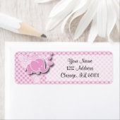 Roze & Wit Plaid Baby Olifant Etiket (Insitu)