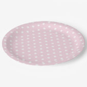 Roze Wit polka dot patroon Papieren Bordje (Gekanteld)