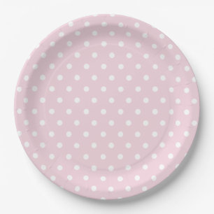 Roze Wit polka dot patroon Papieren Bordje