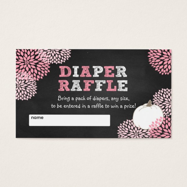 Roze Wit Pumpkin baby shower loterij tickets Visitekaartje (Voorkant)