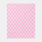 Roze & Wit Quatrefoil Patroon (Veranderlijk) Fleece Deken (Voorkant)