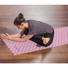 Roze Wit Retro Chique Polka Dots Monogram Oefening Yogamat