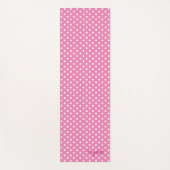 Roze Wit Retro Chique Polka Dots Monogram Oefening Yogamat (Voorkant)