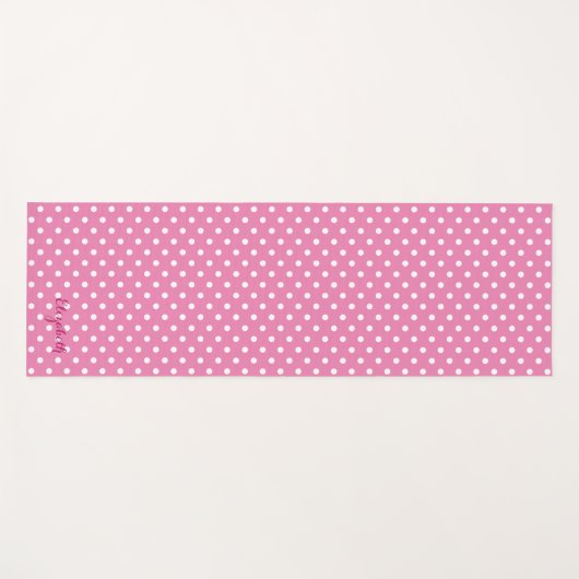 Roze Wit Retro Chique Polka Dots Monogram Oefening Yogamat (Voorkant (horizontaal))