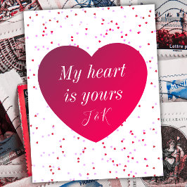 Roze Wit & Rood Hart Schattigee Moderne Valentijns Feestdagenkaart