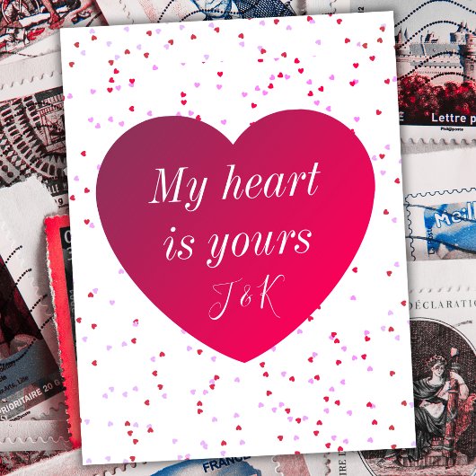 Roze Wit & Rood Hart Schattigee Moderne Valentijns Feestdagenkaart