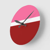 Roze Wit Rood Kleur Block Style Design Ronde Klok (Hoek)