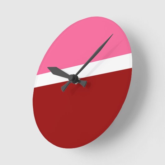 Roze Wit Rood Kleur Block Style Design Ronde Klok (Hoek)