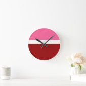 Roze Wit Rood Kleur Block Style Design Ronde Klok (Huis)