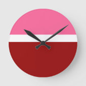 Roze Wit Rood Kleur Block Style Design Ronde Klok (Voorkant)