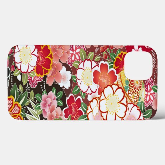 Roze Wit Rood Oosters Japans Kimono Floral Case-Mate iPhone Case (Achterkant (horizontaal))