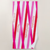 Roze Wit Rood Patroon Monogram Meisjesuitje Feest Strandlaken (Voorkant)