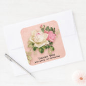 Roze & Wit Rose Boeket Verjaardagsplein Sticker (Envelop)