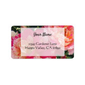 Roze Wit Roses Bewerkbare Adresetiketten Etiket (Voorkant)