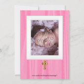 Roze & Wit Satijn Doop / Doop Kaart (Achterkant)